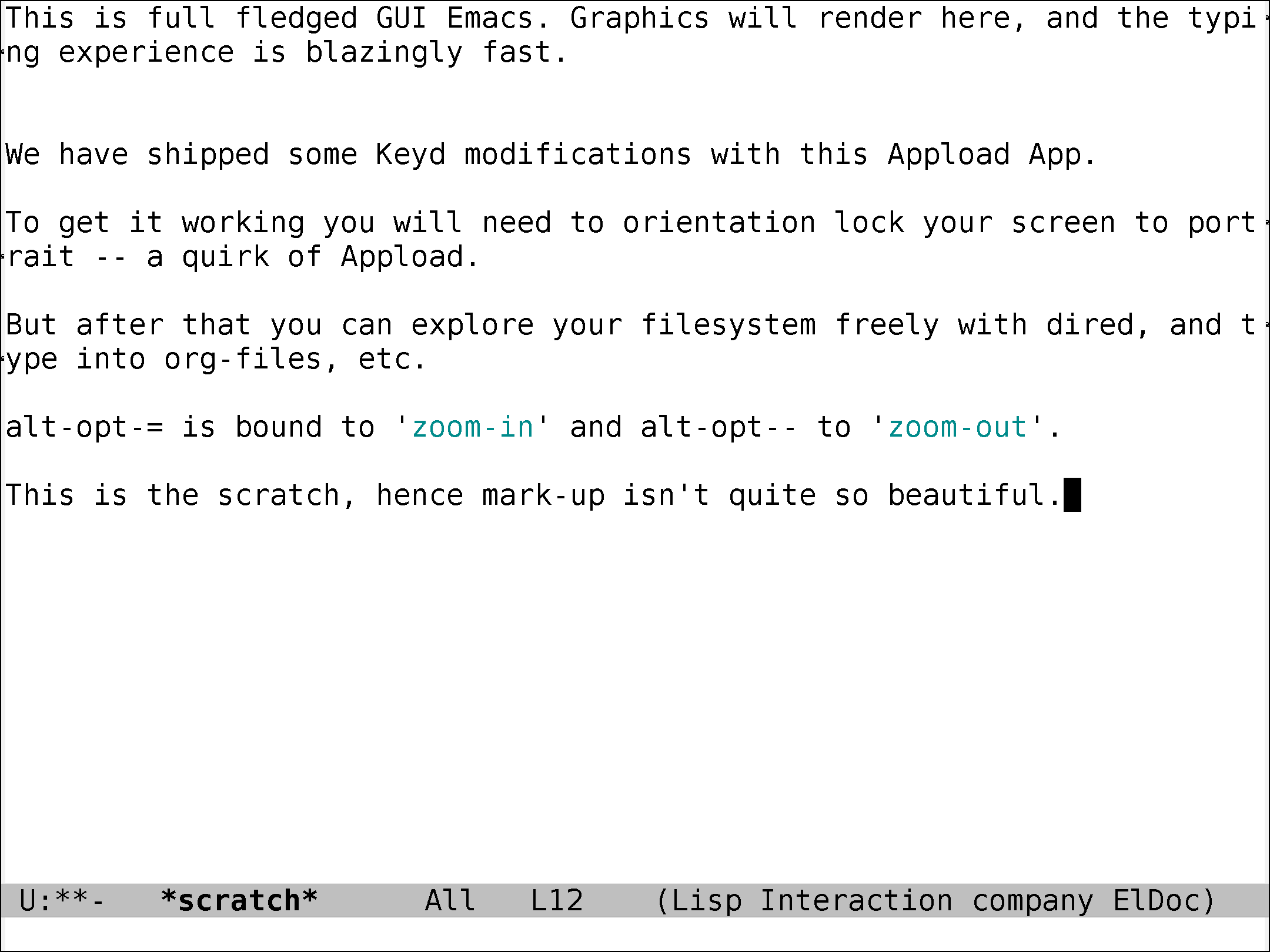 emacsgui — GUI Emacs on e-ink screenshot