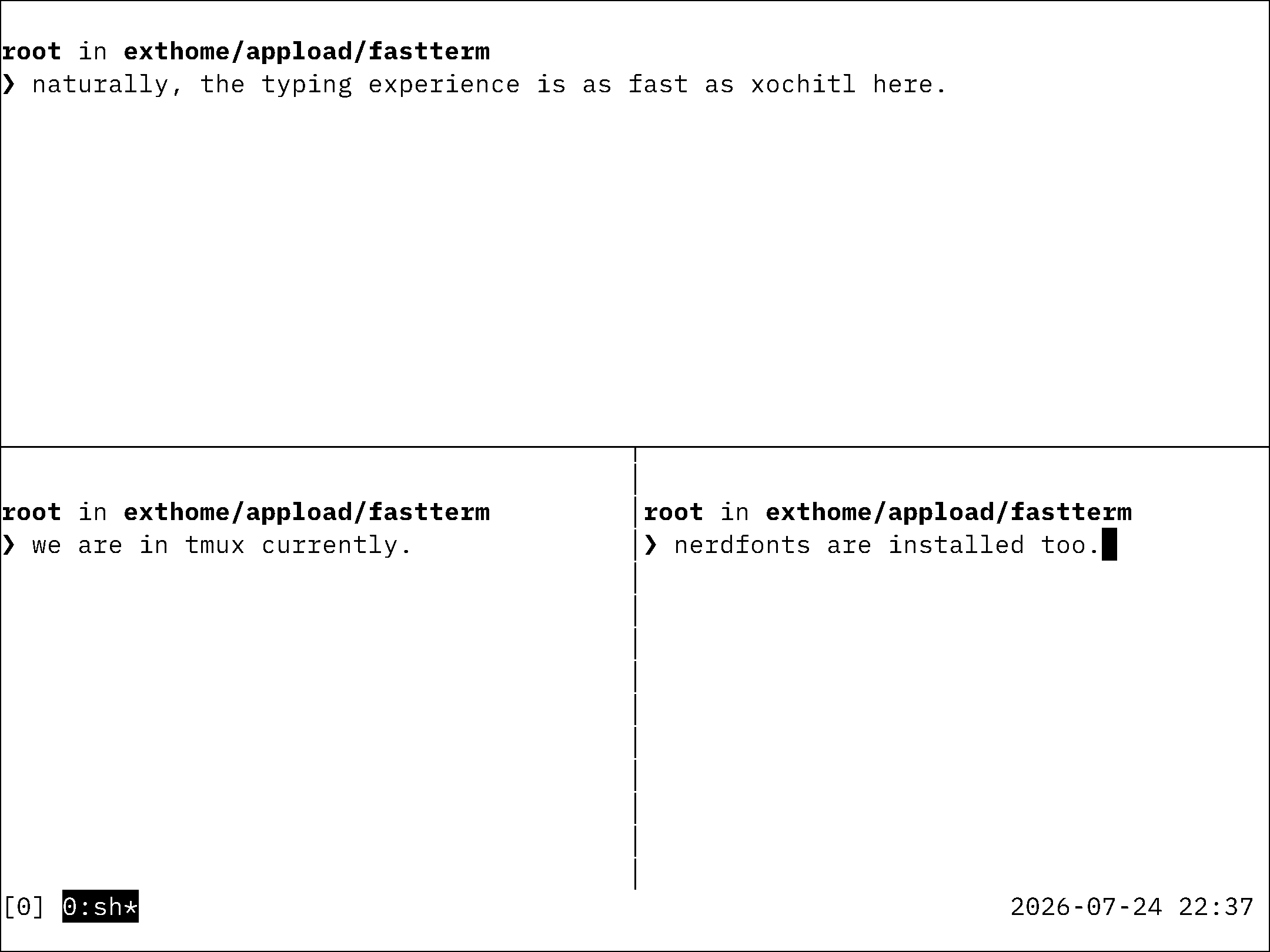 FastTerm — low-latency e-ink terminal screenshot