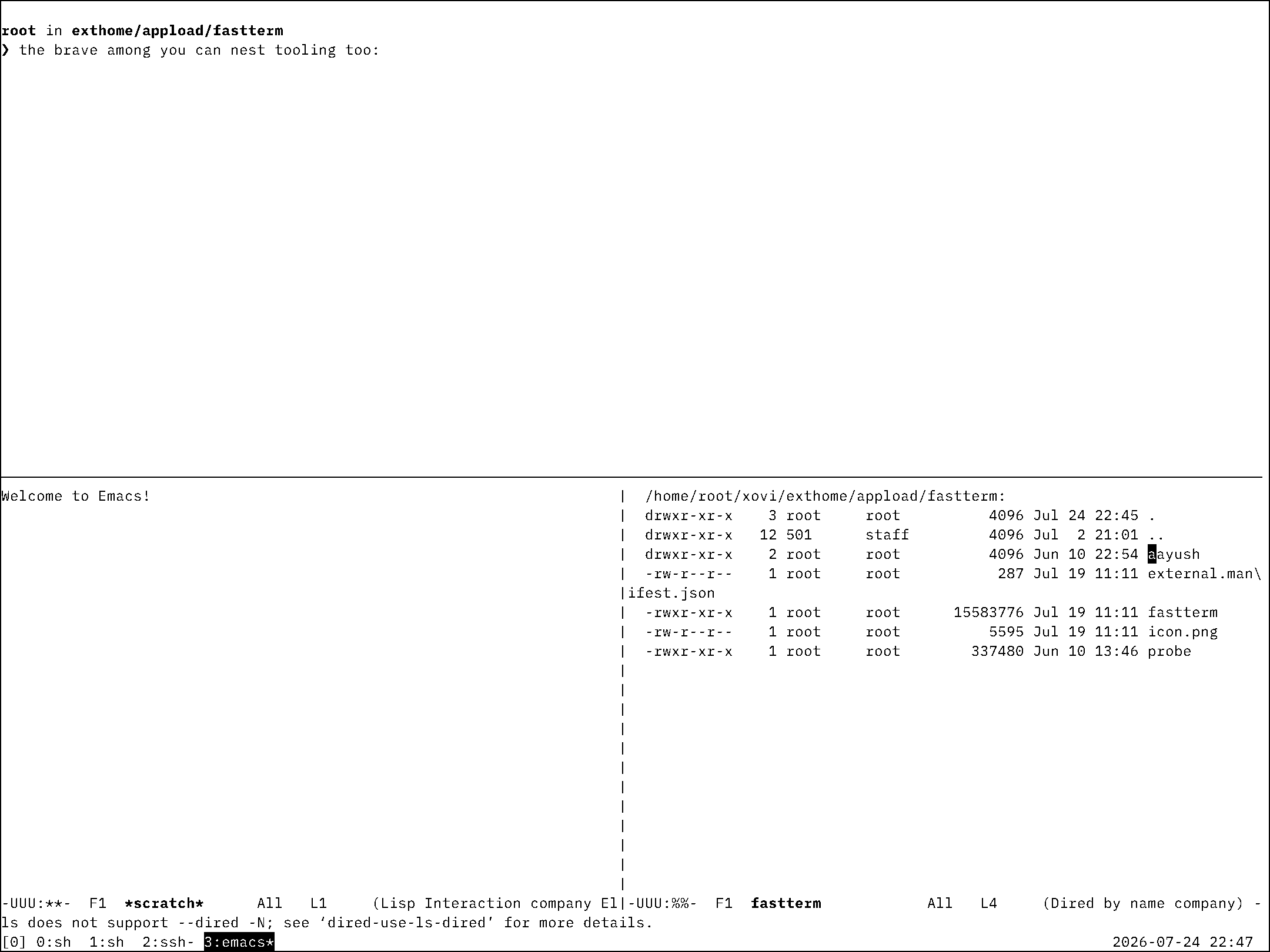 FastTerm — low-latency e-ink terminal screenshot