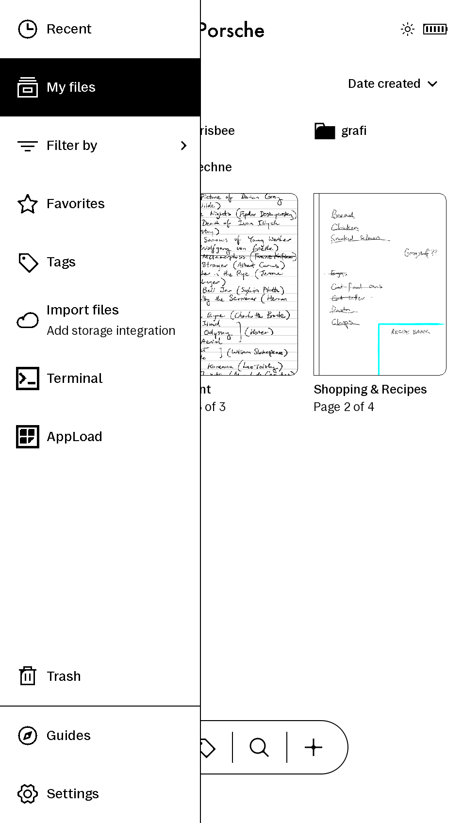 recentTab — a Recent entry in the library menu screenshot